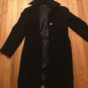 Black DKNY Wool Peacoat Coat